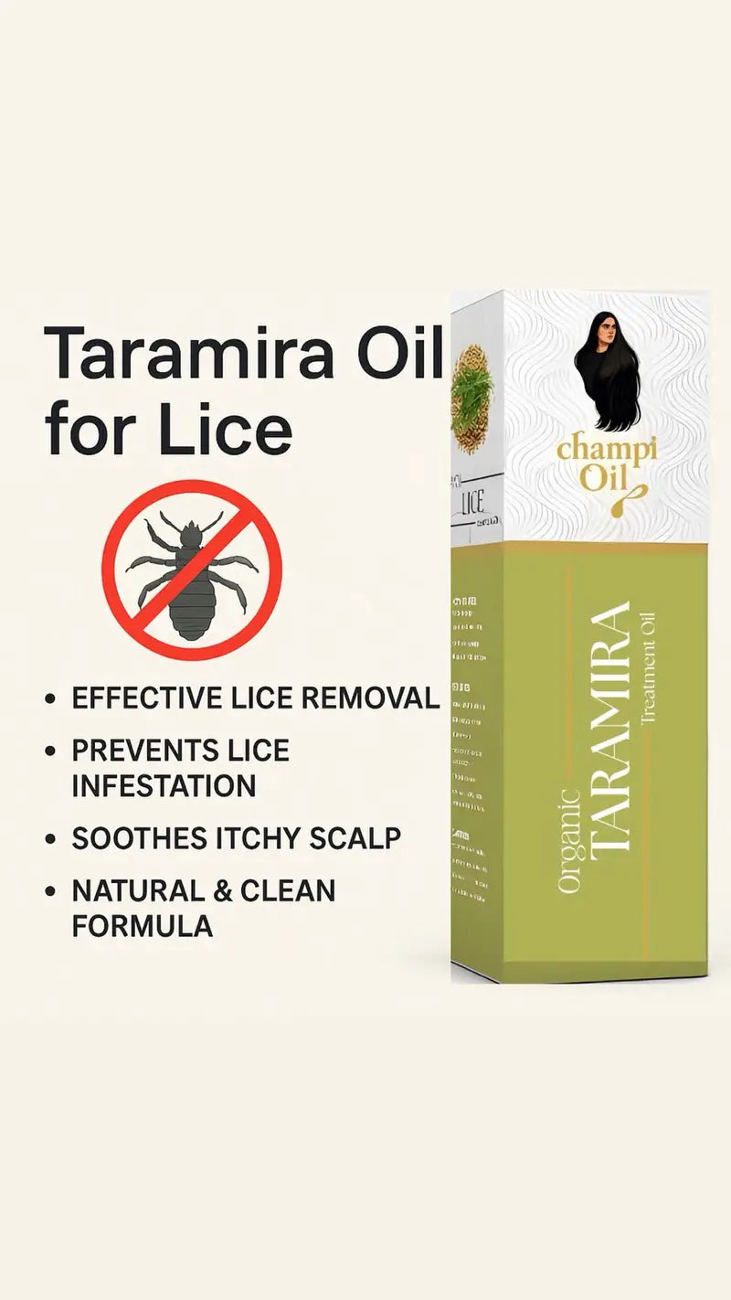 Natural taramira oil formula for lice removal treatment by Champi Oil.