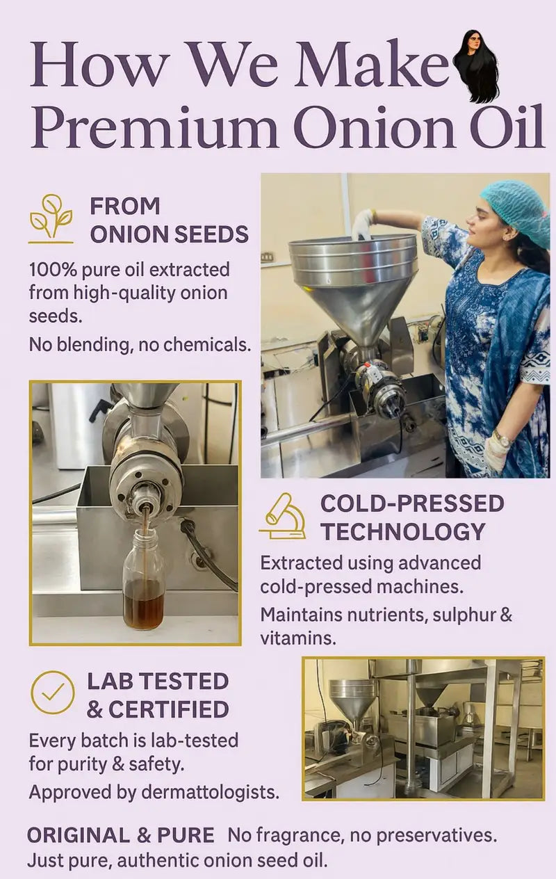 Pure cold-pressed onion seed oil manufacturing by Champi Oil.