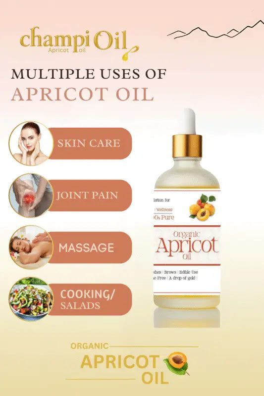 Step-by-step application instructions for organic apricot oil by Champi Oil.