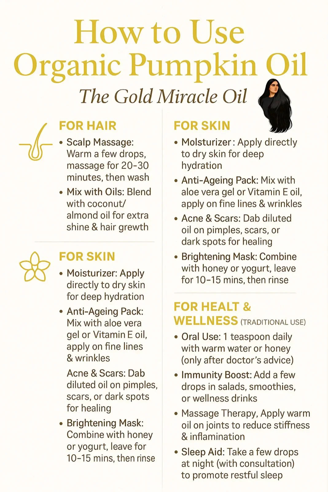 Step-by-step guide on how to use pumpkin seed oil for scalp care by Champi Oil.