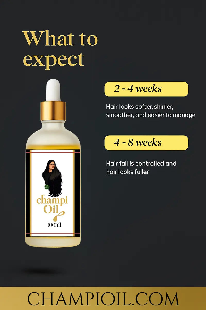 Expected results and timeline for low porosity hair nectar from Champi Oil.