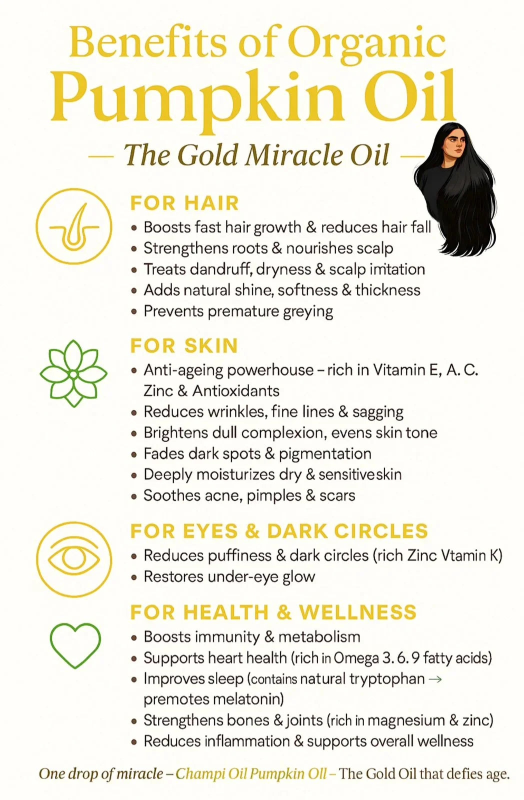 Top benefits of organic pumpkin seed oil for hair growth by Champi Oil.